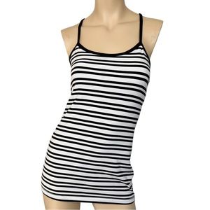 Lululemon Tank Top Scoop Neck Striped Black White Size Small